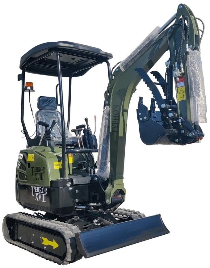 2025 4000 lb TYPHON TERROR XVIII Mini Excavator Rubber Track with Kubota Diesel Engine